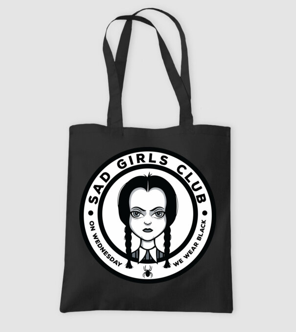 WEDNESDAY Sad Girls Club model negru pe tricou