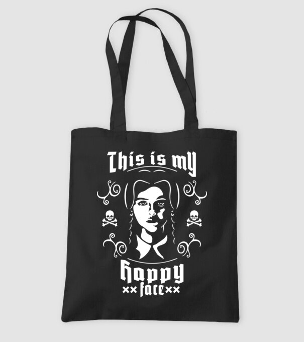 WEDNESDAY This is my happy face model negru pe tricou