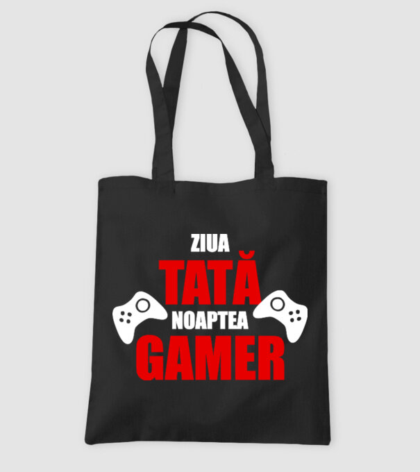 ziua tată noaptea gamer model negru pe tricou