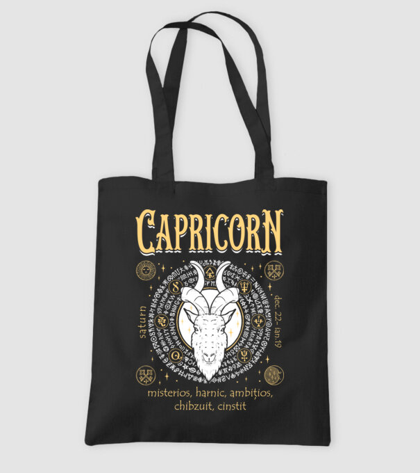 Zodiac bărbat CAPRICORN golden model negru pe tricou