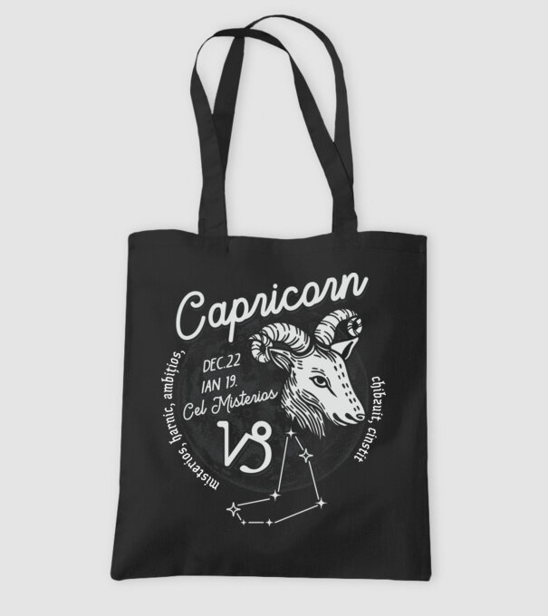 Zodiac bărbat CAPRICORN retro model negru pe tricou