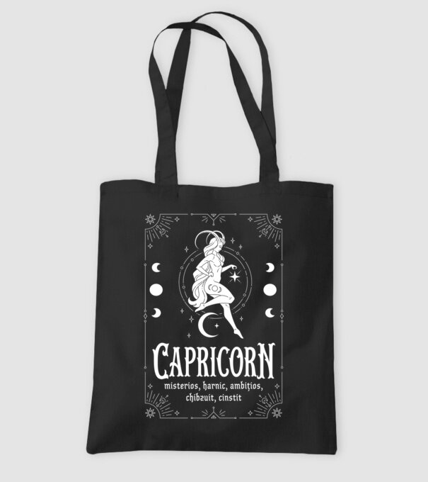 Zodiac bărbat CAPRICORN white model negru pe tricou