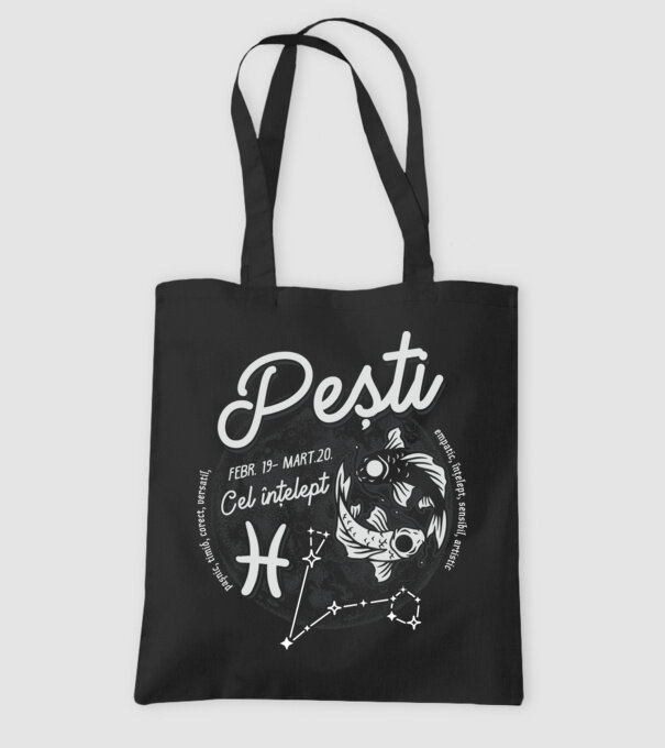 Zodiac bărbat PEȘTI retro model negru pe tricou