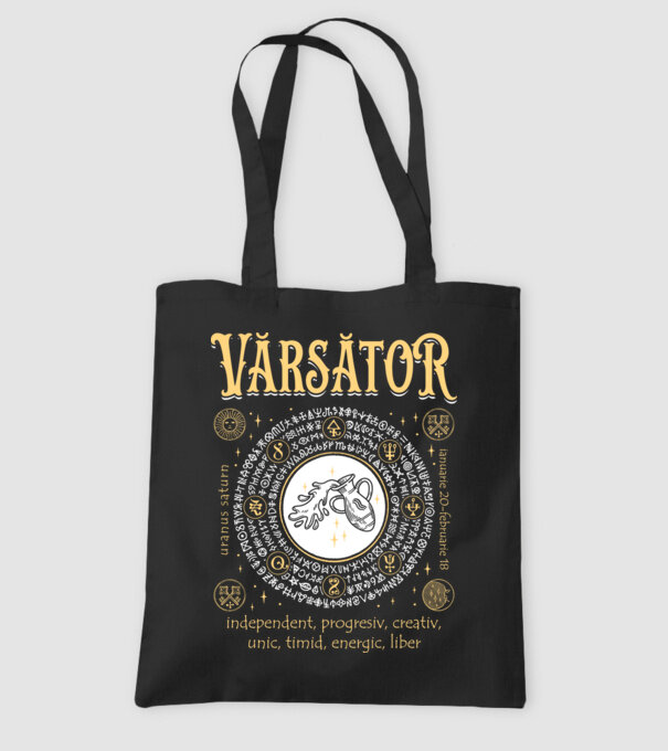 Zodiac bărbat VĂRSĂTOR golden model negru pe tricou