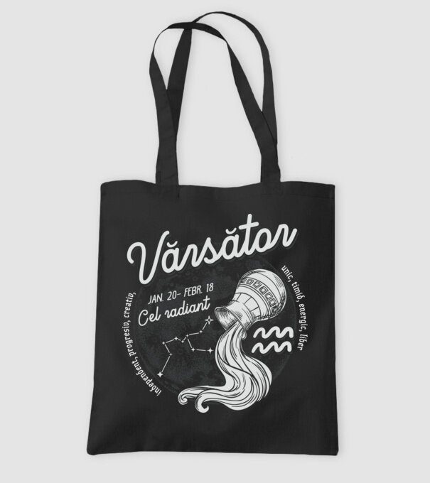 Zodiac bărbat VĂRSĂTOR retro model negru pe tricou