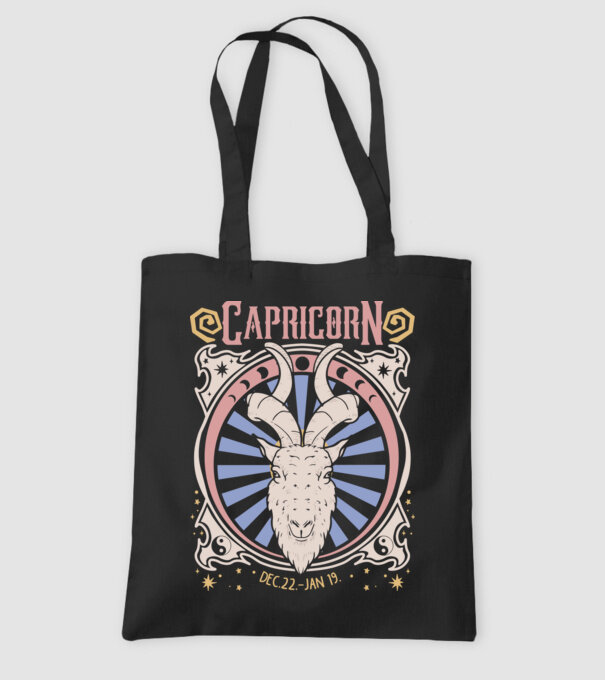 Zodiac Vintage CAPRICORN model negru pe tricou
