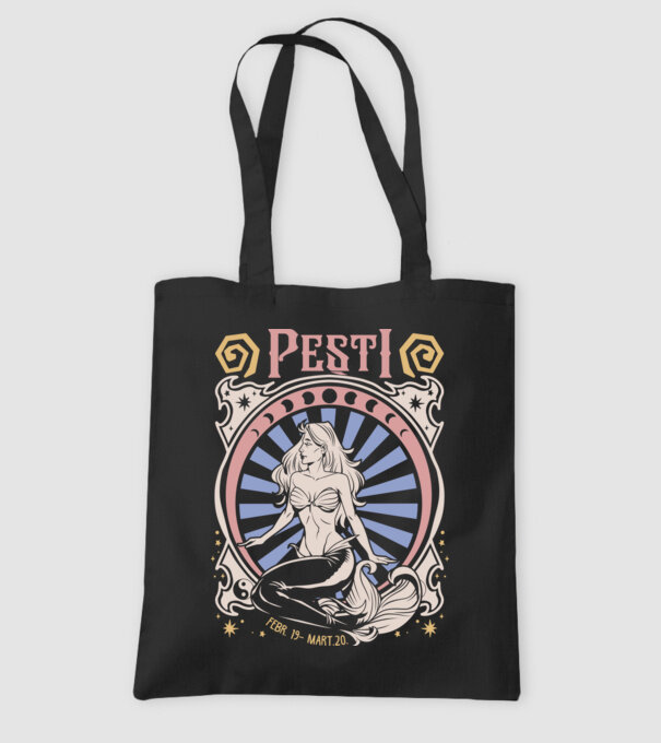 Zodiac Vintage PEȘTI model negru pe tricou