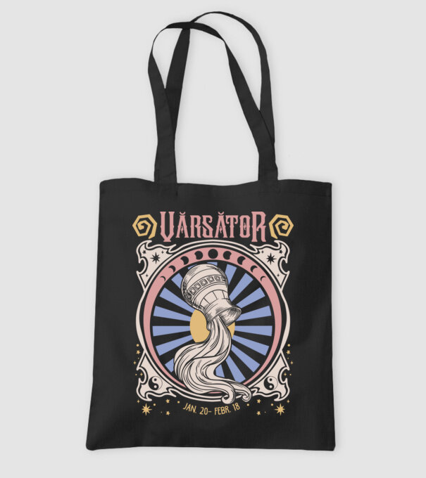 Zodiac Vintage VĂRSĂTOR model negru pe tricou