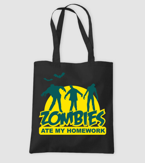 Zombies ate my homework model negru pe tricou