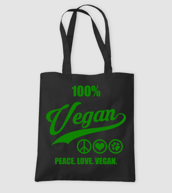 100% vegan model negru pe tricou