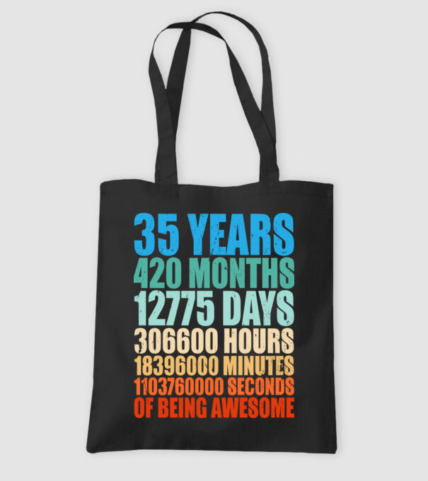 35 years of being awesome model negru pe tricou