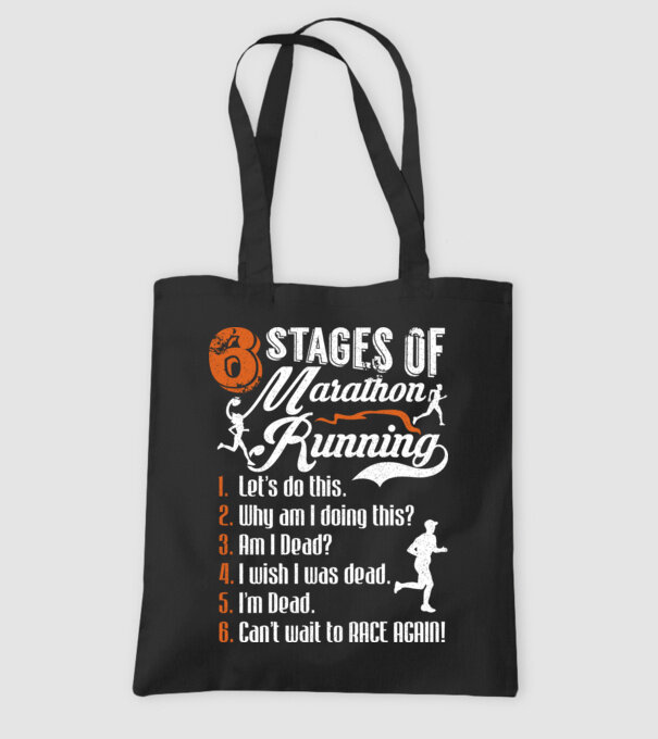 6 stages of marathon model negru pe tricou