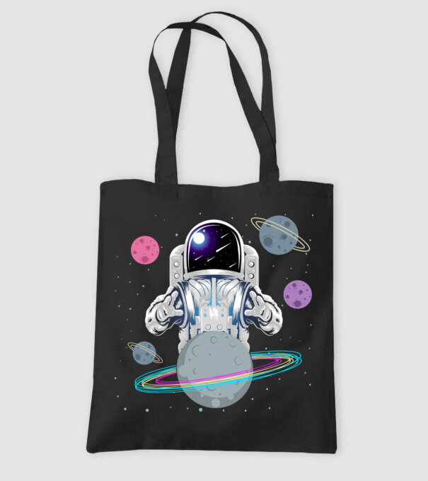 Astronaut planets model negru pe tricou