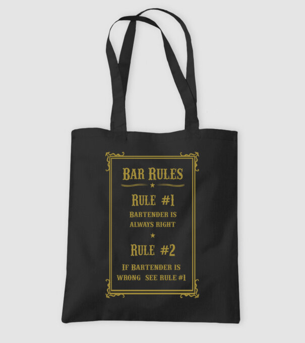 Bar rules model negru pe tricou