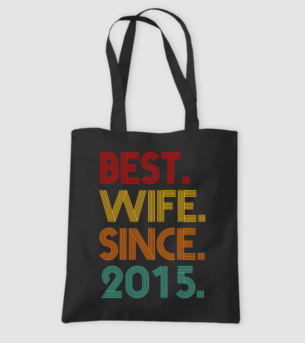 best wife since 2015 retro model negru pe tricou