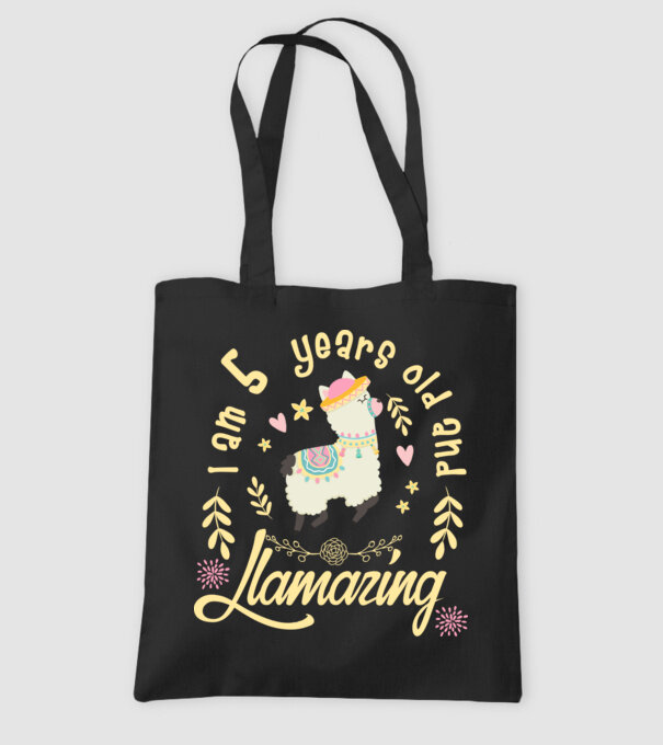 Birthday Llamazing 5 years old model negru pe tricou