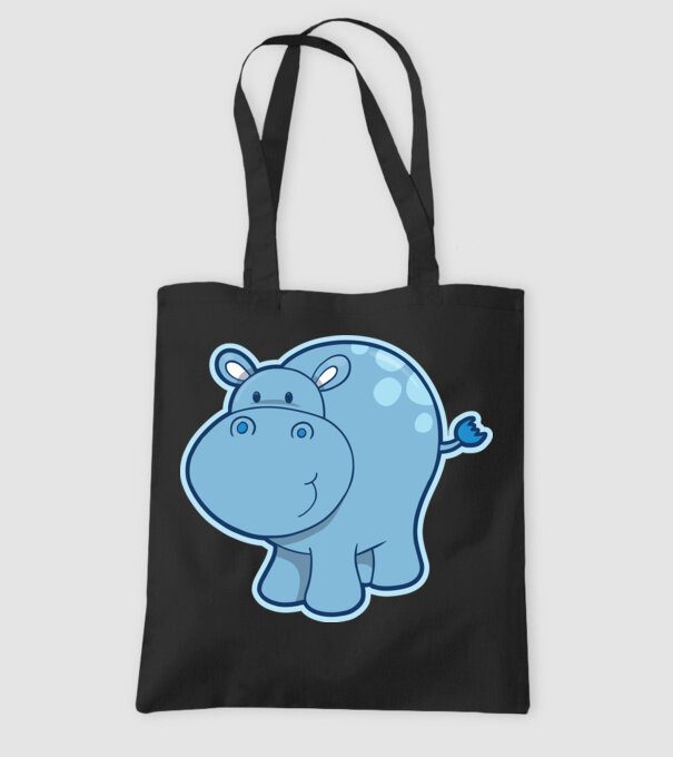 Cartoon hippo model negru pe tricou