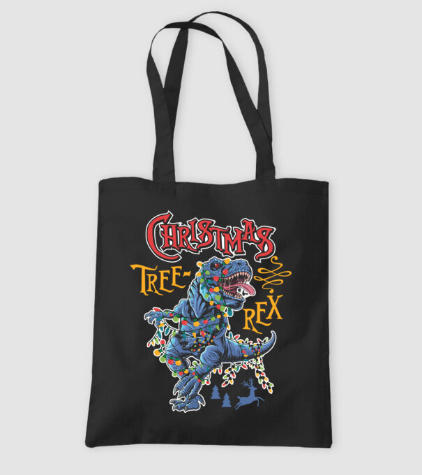 Christmas tree rex model negru pe tricou