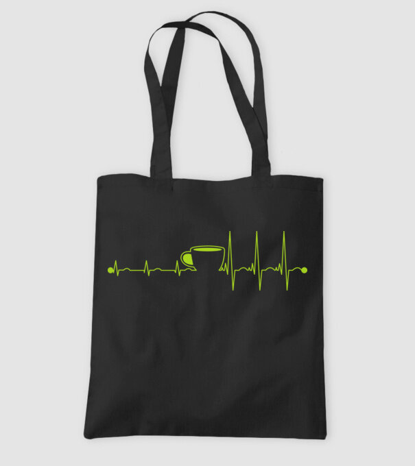 Coffee heartbeat model negru pe tricou