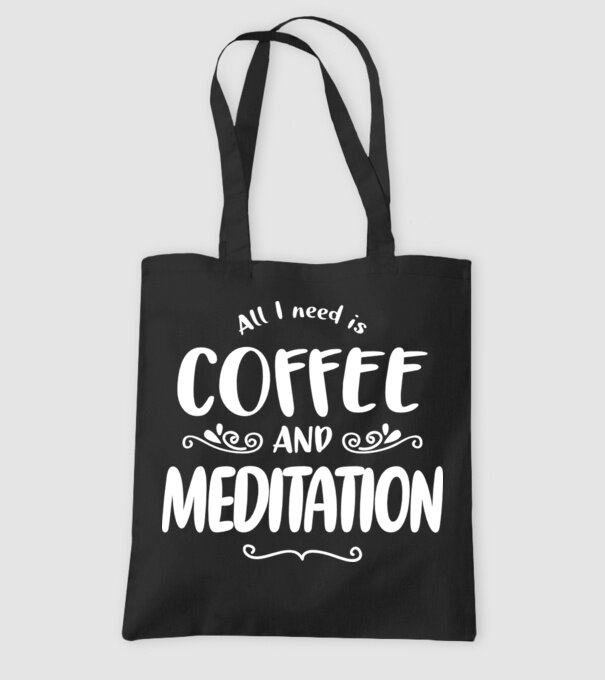coffee meditation model negru pe tricou