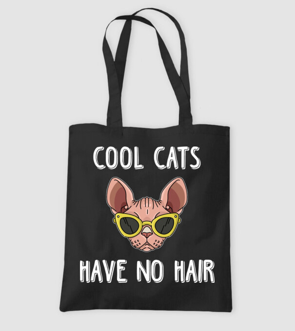 cool cats have no hair model negru pe tricou
