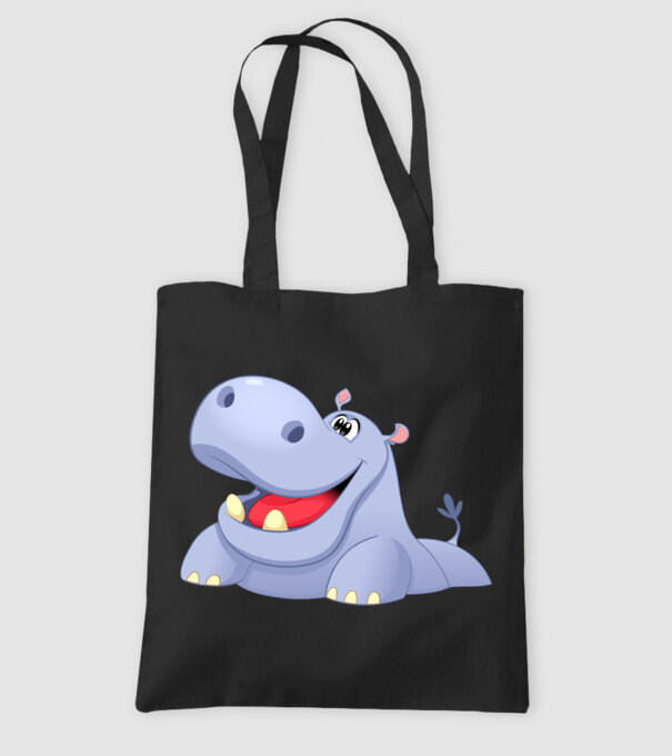 Cute Hippo model negru pe tricou