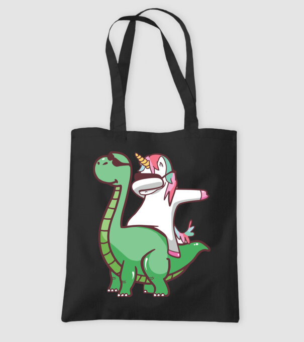 Dinozaur dabunicorn model negru pe tricou