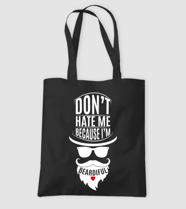 'Don''t hate me because I''m beardiful' model negru pe tricou