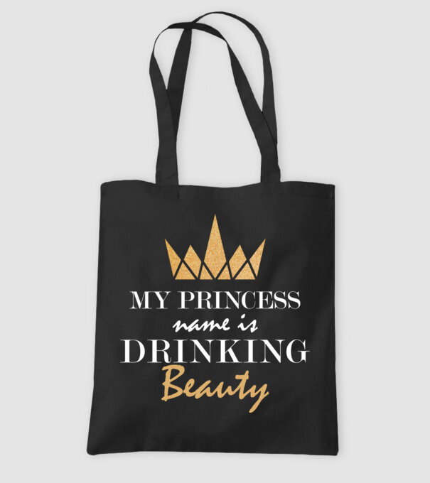 drinking beauty gold model negru pe tricou