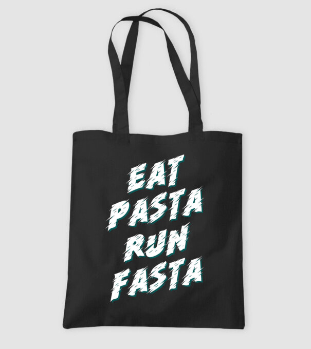 eat pasta run fasta model negru pe tricou