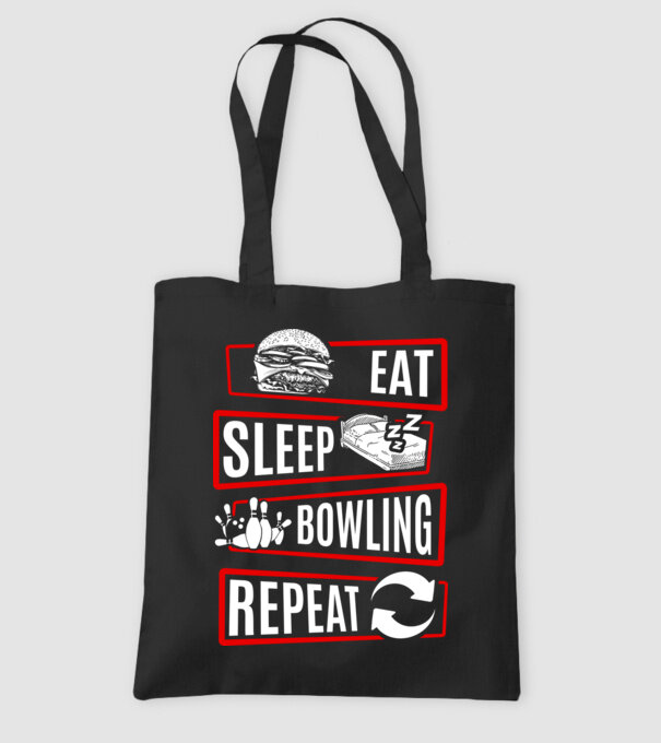 Eat sleep bowling repeat model negru pe tricou