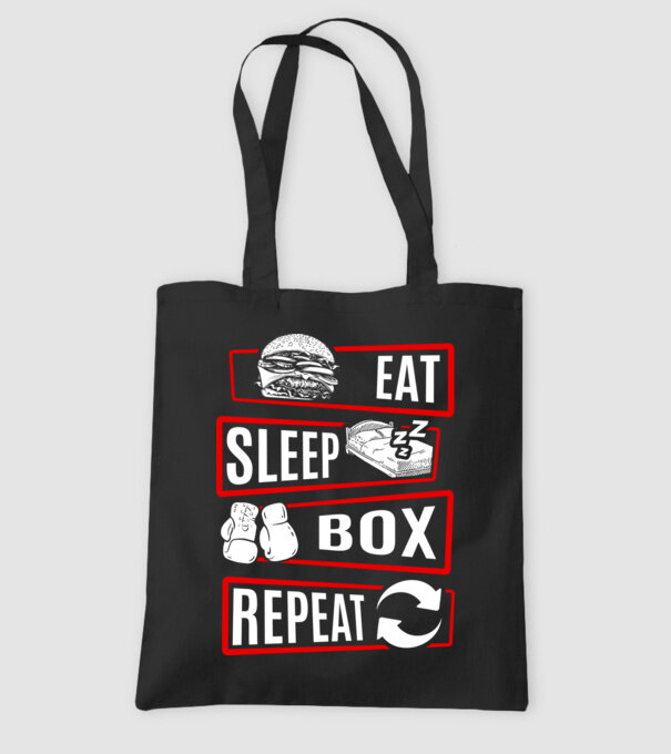 Eat sleep box repeat model negru pe tricou