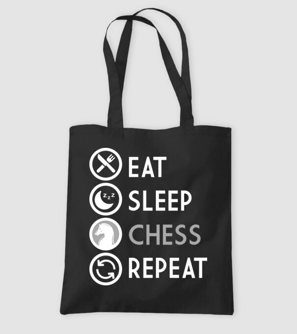 eat sleep chess model negru pe tricou
