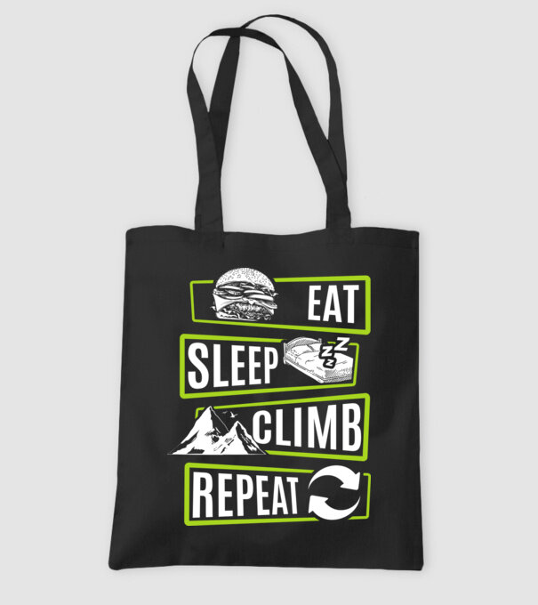 Eat sleep climb repeat model negru pe tricou