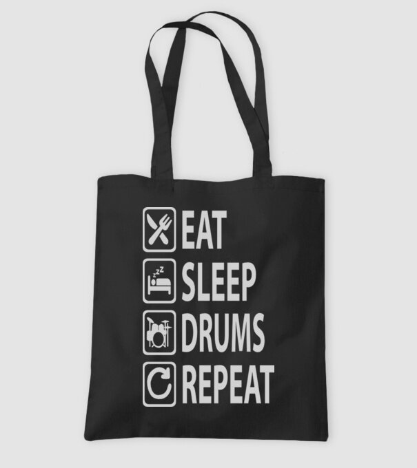 Eat Sleep Drum Repeat model negru pe tricou