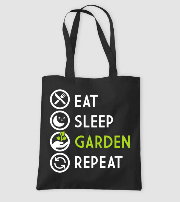 Eat sleep garden repeat model negru pe tricou