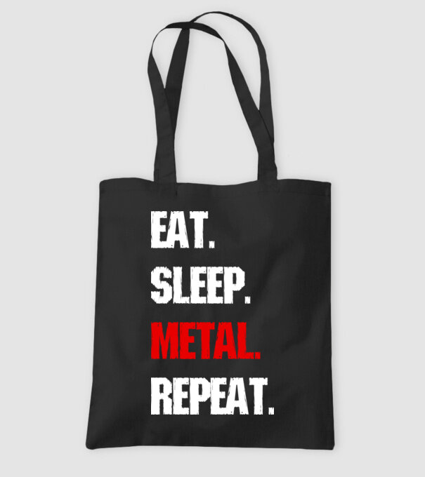 Eat sleep METAL repeat model negru pe tricou