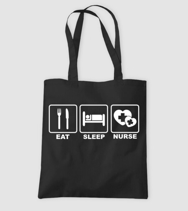 Eat Sleep Nurse model negru pe tricou