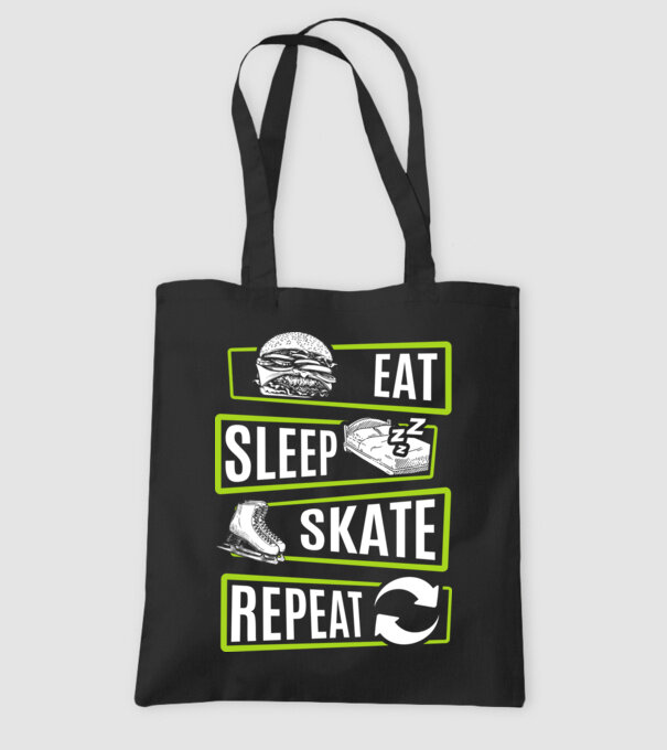 Eat sleep repeat patinaj V2 model negru pe tricou