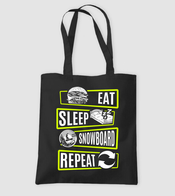 Eat sleep SNOWBOARD repeat V2 model negru pe tricou