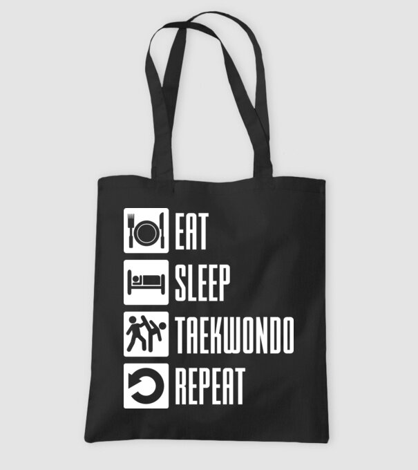 Eat sleep taekwondo model negru pe tricou