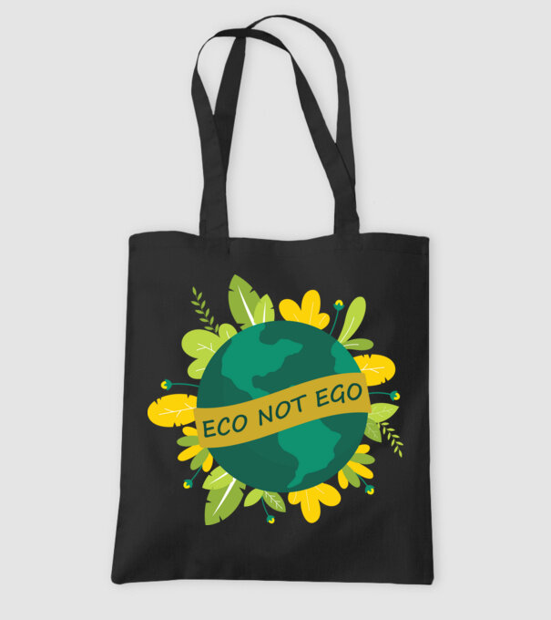 ECO NOT EGO model negru pe tricou