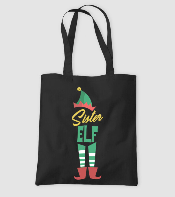 Elf family sister model negru pe tricou