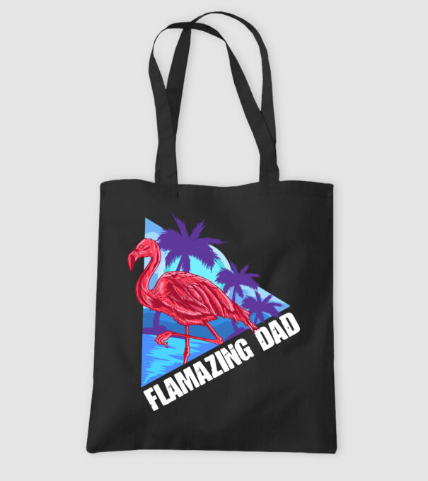 Flamingo dad model negru pe tricou