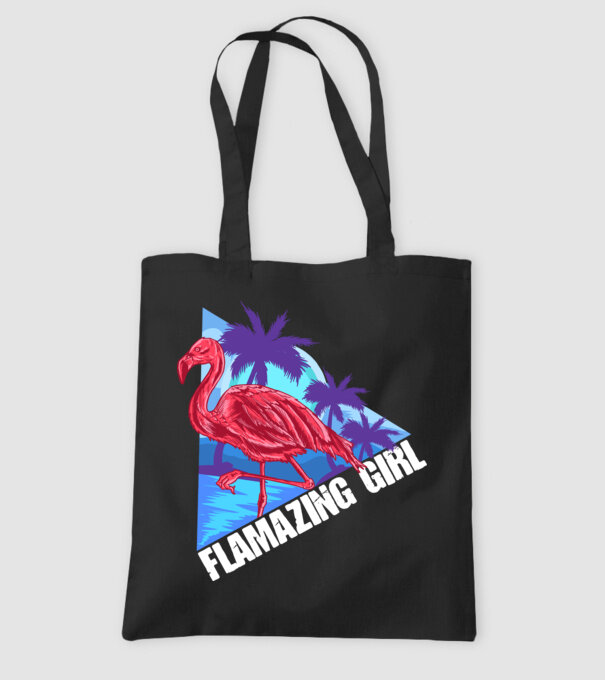Flamingo girl model negru pe tricou