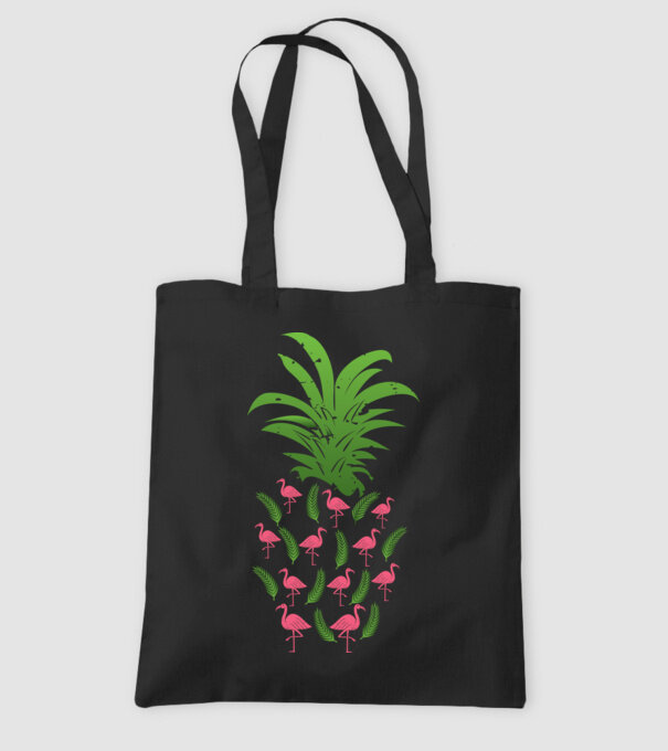 Flamingo ananas model negru pe tricou