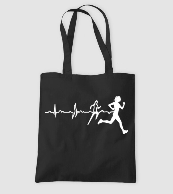 femeie alergătoare ecg model negru pe tricou