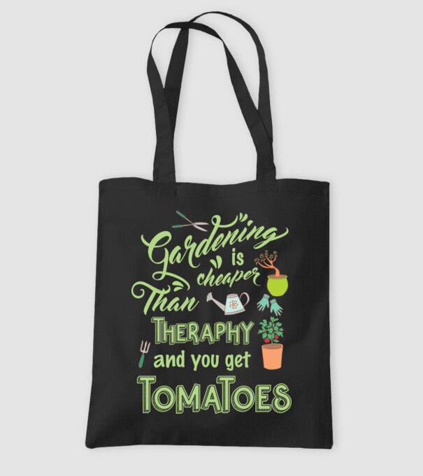 Gardening is cheaper than theraphy model negru pe tricou
