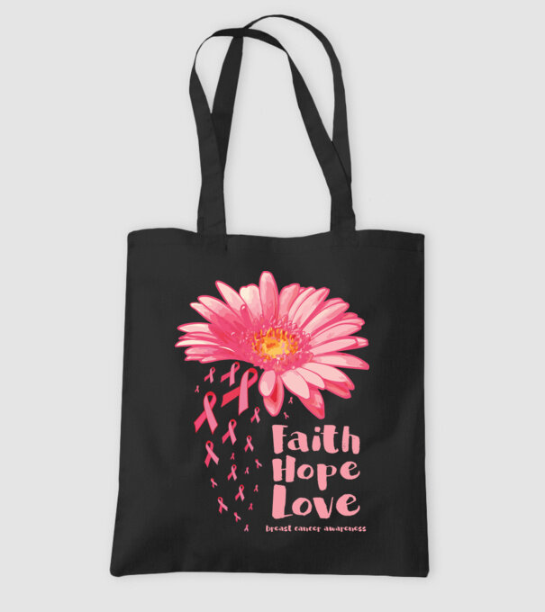 Gerbera faith hope love model negru pe tricou