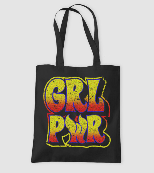 Girl Power retro model negru pe tricou